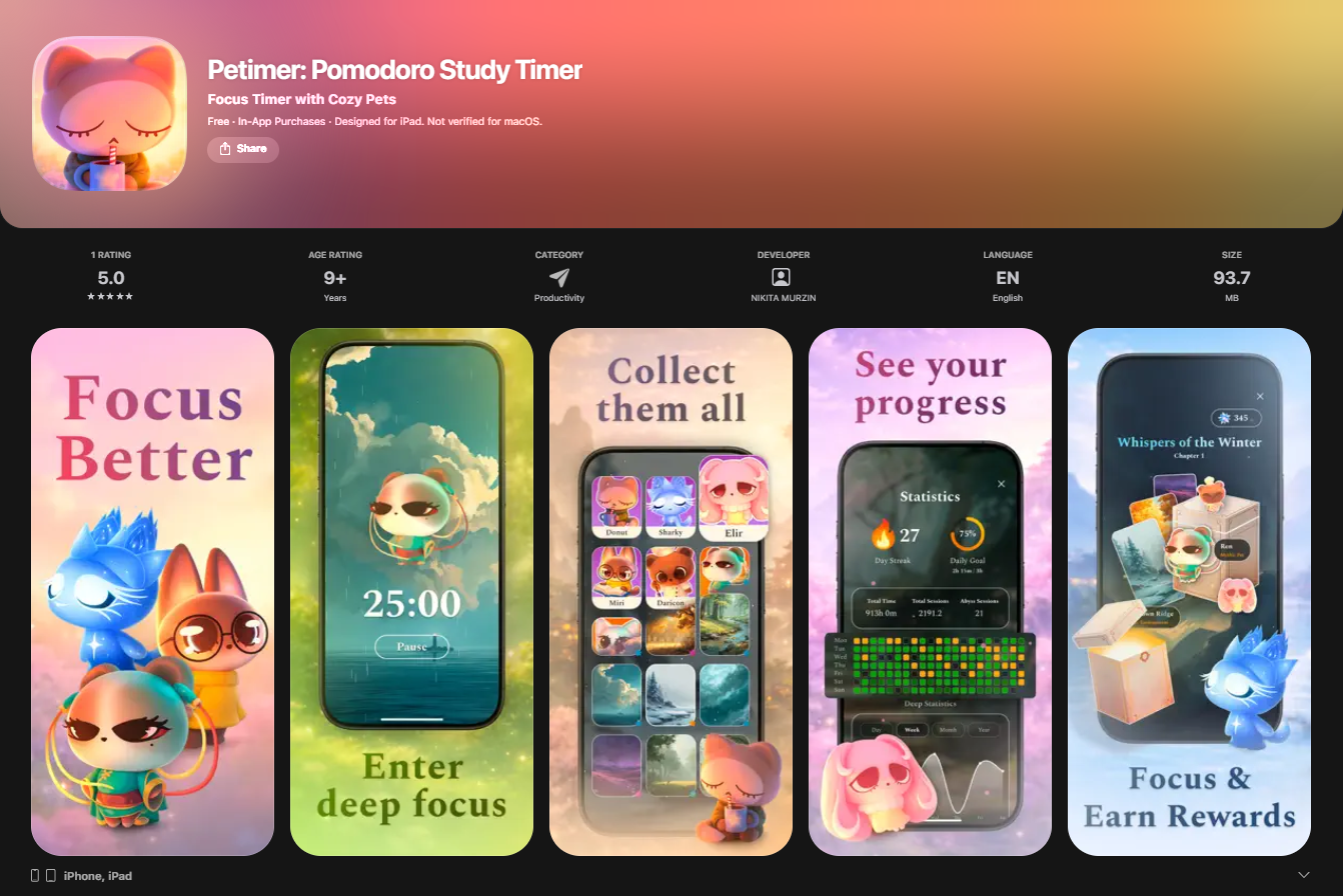 Petimer App Store Listing